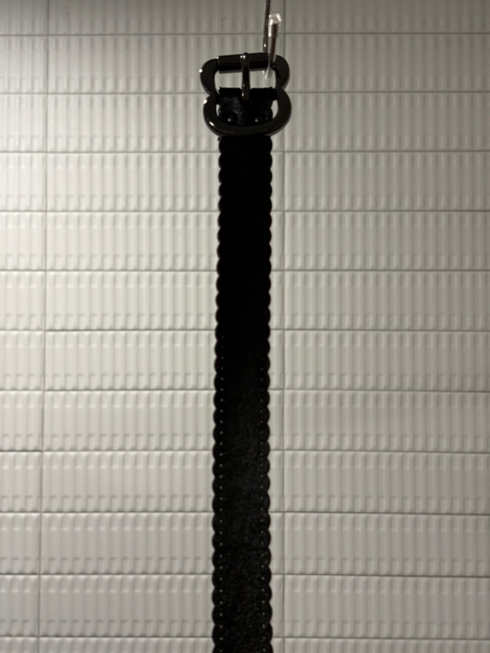 Fossil Black Leather Scallop Edge Belt